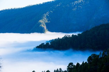 Caldera de Taburiente 'de bahar günbatımı, La Palma Adası, Kanarya Adaları, İspanya