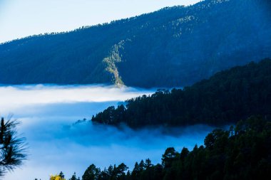 Caldera de Taburiente 'de bahar günbatımı, La Palma Adası, Kanarya Adaları, İspanya