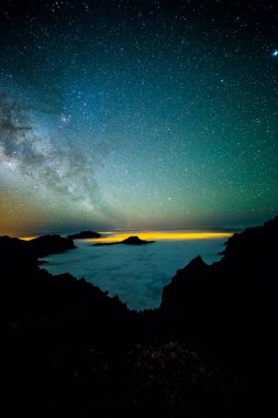 Caldera de Taburiente 'deki Samanyolu, La Palma Adası, Kanarya Adaları, İspanya