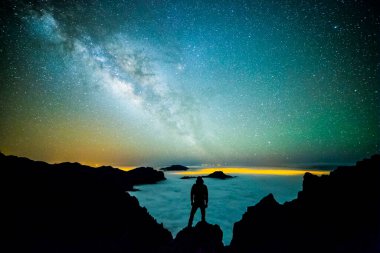 Caldera de Taburiente 'deki Samanyolu, La Palma Adası, Kanarya Adaları, İspanya