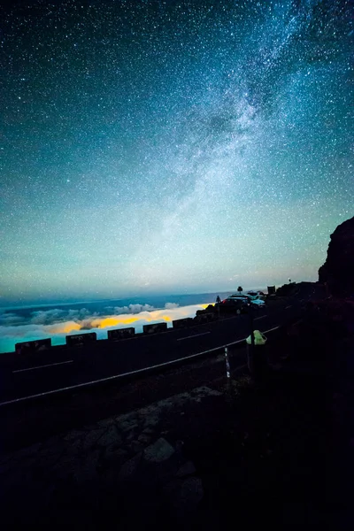 西班牙加那利群岛拉帕尔马岛Caldera Taburiente的银河路 — 图库照片