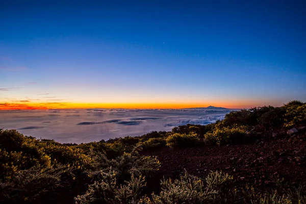 Jarní Úsvit Výhled Moře Teide Ostrově Palma Kanárské Ostrovy Španělsko — Stock fotografie