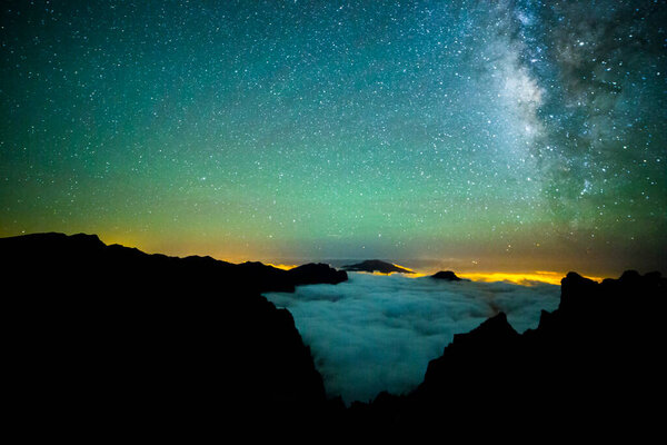 Milky way in Caldera De Taburiente, La Palma Island, Canary Islands, Spain