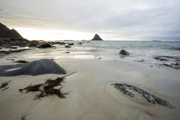 Herbstliche Landschaft Und Strand Auf Den Lofoten Norwegen — Stockfoto