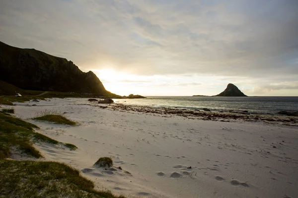 Lofoten Adaları Ndaki Sonbahar Manzarası Plajı Norveç — Stok fotoğraf