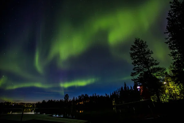 Luces Boreales Kiruna Laponia Norte Suecia —  Fotos de Stock