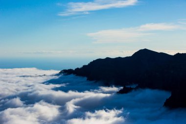 Caldera de Taburiente 'de bahar günbatımı, La Palma Adası, Kanarya Adaları, İspanya