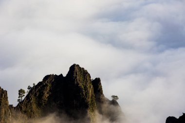 Caldera de Taburiente 'de bahar günbatımı, La Palma Adası, Kanarya Adaları, İspanya