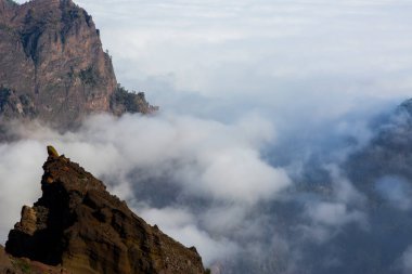 Caldera de Taburiente 'de bahar günbatımı, La Palma Adası, Kanarya Adaları, İspanya