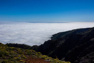 Caldera de Taburiente 'de bahar günbatımı, La Palma Adası, Kanarya Adaları, İspanya