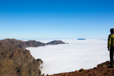 Caldera de Taburiente 'de bahar günbatımı, La Palma Adası, Kanarya Adaları, İspanya