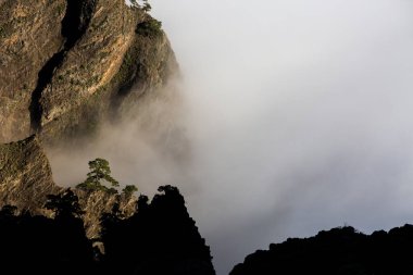 Caldera de Taburiente 'de bahar günbatımı, La Palma Adası, Kanarya Adaları, İspanya