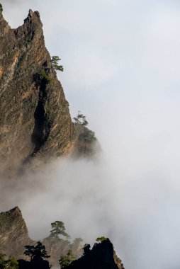 Caldera de Taburiente 'de bahar günbatımı, La Palma Adası, Kanarya Adaları, İspanya