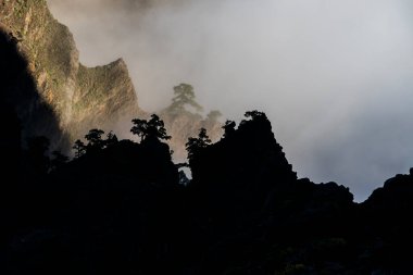 Caldera de Taburiente 'de bahar günbatımı, La Palma Adası, Kanarya Adaları, İspanya