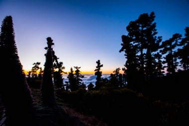 Caldera de Taburiente 'de bahar günbatımı, La Palma Adası, Kanarya Adaları, İspanya