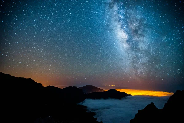 Milchstraße Caldera Taburiente Insel Palma Kanarische Inseln Spanien — Stockfoto