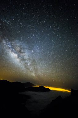 Caldera de Taburiente 'deki Samanyolu, La Palma Adası, Kanarya Adaları, İspanya