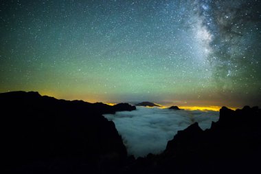 Caldera de Taburiente 'deki Samanyolu, La Palma Adası, Kanarya Adaları, İspanya