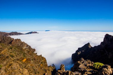 Caldera de Taburiente 'de bahar günbatımı, La Palma Adası, Kanarya Adaları, İspanya