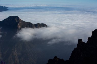 Caldera de Taburiente 'de bahar günbatımı, La Palma Adası, Kanarya Adaları, İspanya