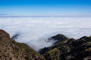 Caldera de Taburiente 'de bahar günbatımı, La Palma Adası, Kanarya Adaları, İspanya