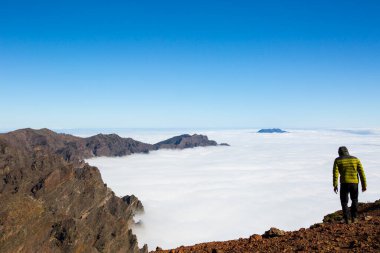 Caldera de Taburiente 'de bahar günbatımı, La Palma Adası, Kanarya Adaları, İspanya