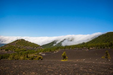 Caldera De Taburiente 'de bulutlar, La Palma Adası, Kanarya Adaları, İspanya