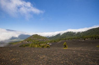 Caldera De Taburiente 'de bulutlar, La Palma Adası, Kanarya Adaları, İspanya
