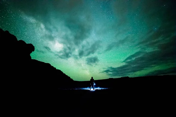 Fuencaliente sahilindeki Samanyolu, La Palma Adası, Kanarya Adaları, İspanya.