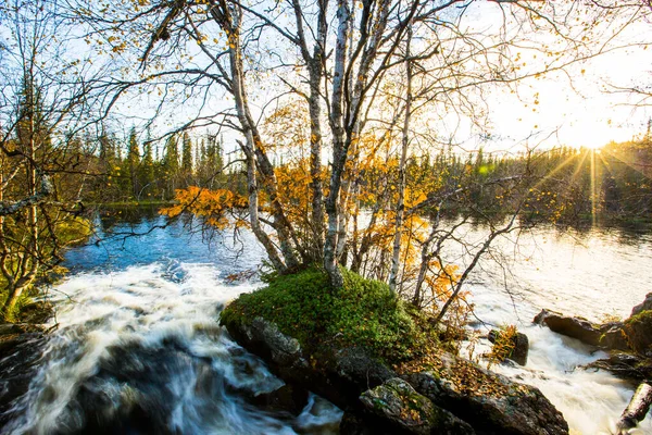 Jesienny Krajobraz Muonio Laponia Finlandia — Zdjęcie stockowe