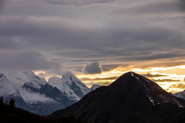 Coucher Soleil Dans Les Montagnes Des Dolomites Alpes Italie Nord — Photo