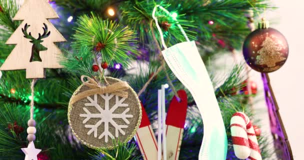 Decorações Árvores Natal Máscaras Abstrato Cena Fundo — Vídeo de Stock
