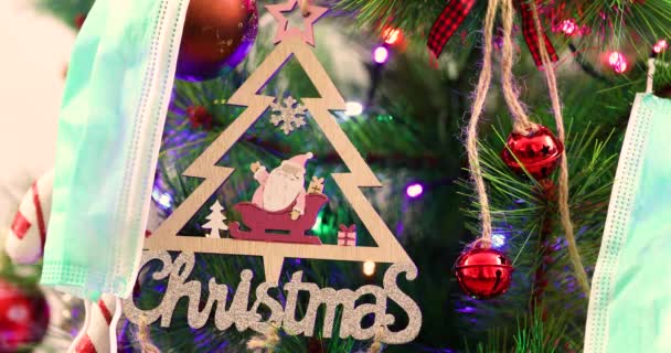 クリスマスツリーの装飾やマスク 要旨と背景 — ストック動画