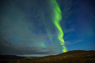Nordkapp, Kuzey Norveç 'te Kuzey Işıkları. Avrupa.