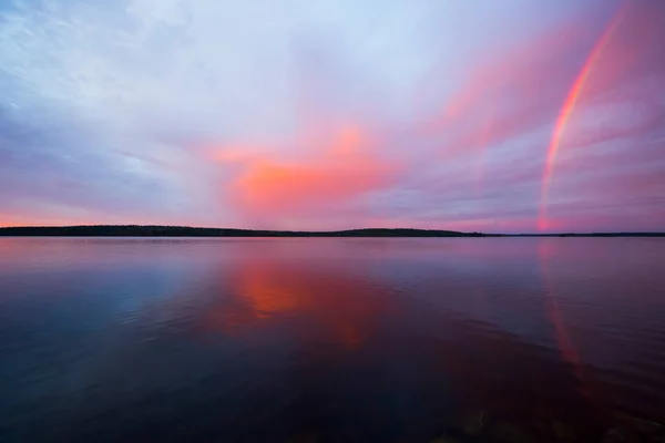 Tramonto Autunnale Arcobaleno Lapponia Finlandia Settentrionale — Foto Stock