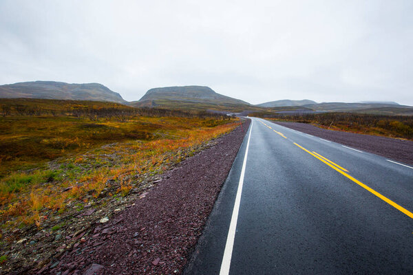 Autumn landscape in tundra, Northern Norway. Europe.