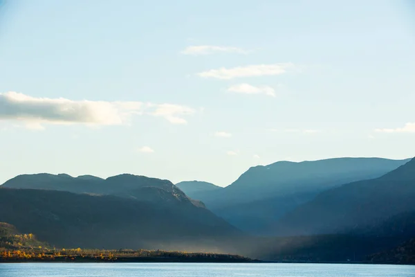 Puesta Sol Paisaje Otoño Norte Noruega Europa — Foto de Stock