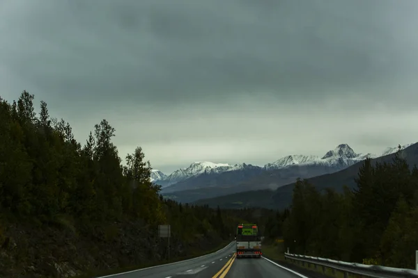 Höstlandskap Och Väg Nära Tromso Norge — Stockfoto