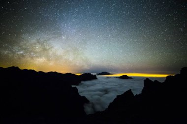 Caldera de Taburiente 'deki Samanyolu, La Palma Adası, Kanarya Adaları, İspanya