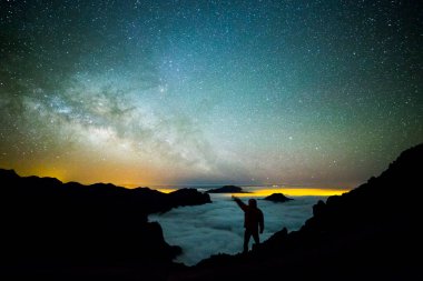 Caldera de Taburiente 'deki Samanyolu, La Palma Adası, Kanarya Adaları, İspanya