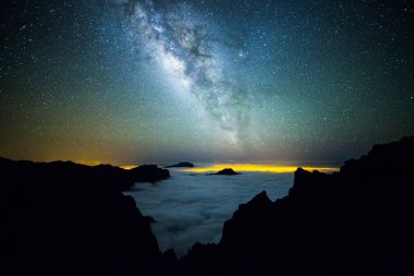 Caldera de Taburiente 'deki Samanyolu, La Palma Adası, Kanarya Adaları, İspanya