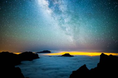 Caldera de Taburiente 'deki Samanyolu, La Palma Adası, Kanarya Adaları, İspanya