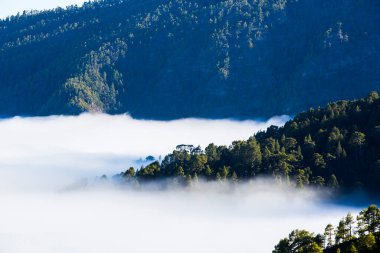 Caldera de Taburiente 'de bahar günbatımı, La Palma Adası, Kanarya Adaları, İspanya