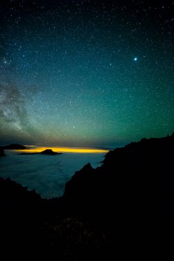Caldera de Taburiente 'deki Samanyolu, La Palma Adası, Kanarya Adaları, İspanya