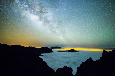 Caldera de Taburiente 'deki Samanyolu, La Palma Adası, Kanarya Adaları, İspanya
