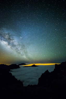 Caldera de Taburiente 'deki Samanyolu, La Palma Adası, Kanarya Adaları, İspanya