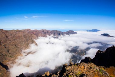 Caldera de Taburiente 'de bahar günbatımı, La Palma Adası, Kanarya Adaları, İspanya