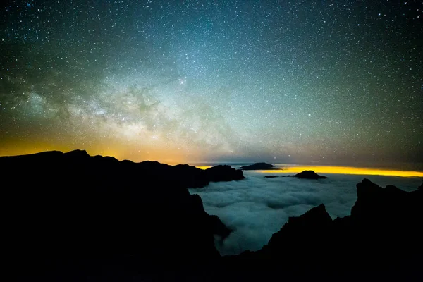 Voie Lactée Caldera Taburiente Île Palma Îles Canaries Espagne — Photo