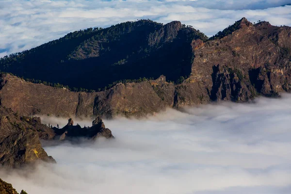 Wiosenny Zachód Słońca Caldera Taburiente Wyspa Palma Wyspy Kanaryjskie Hiszpania — Zdjęcie stockowe