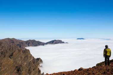 Caldera de Taburiente 'de bahar günbatımı, La Palma Adası, Kanarya Adaları, İspanya